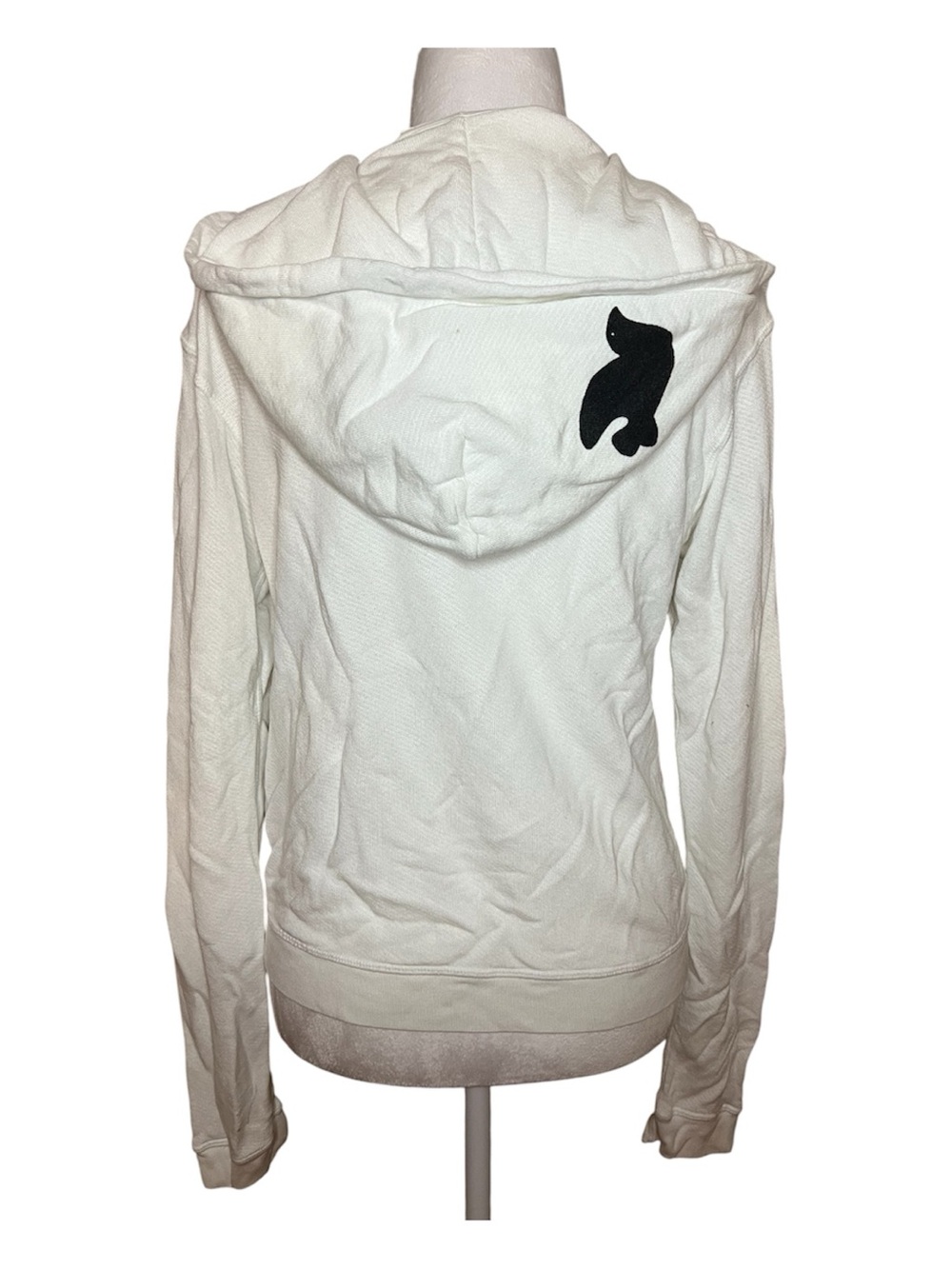 freecity White Hooded Zip Up with Black Back Logo